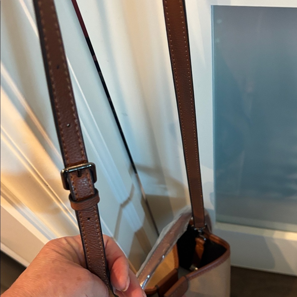 Bucket Bag Stylish Checkered Crossbody Bag with Brown Accents - Picture 15 of 16
